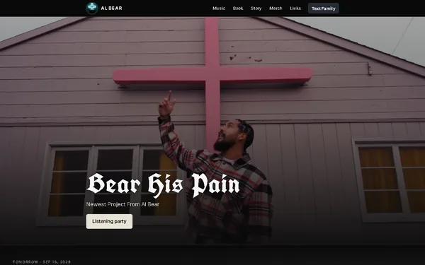 Al Bear site, home page