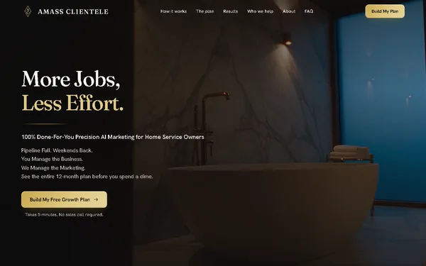 Amass Clientele site, home page